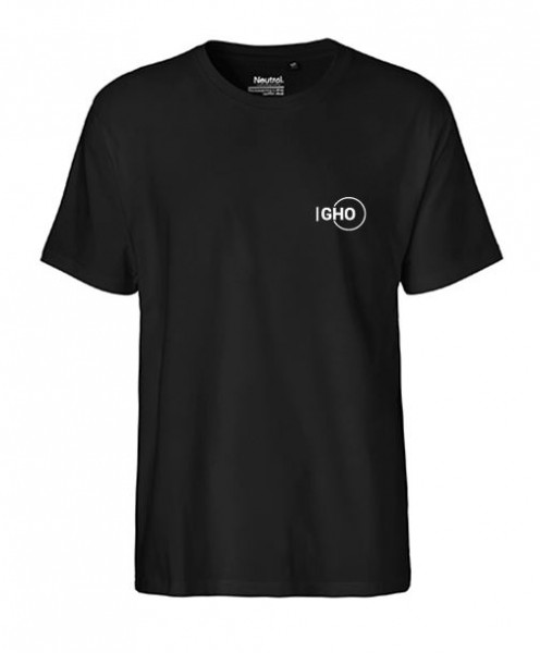 Bio-Herren-T-Shirt mit kleinem Frontlogo und Rückendruck
