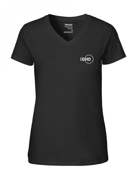 Bio-Damen-T-Shirt mit kleinem Frontlogo und Rückendruck