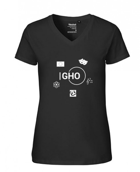 Bio-Damen-T-Shirt mit großem Frontlogo und Rückendruck