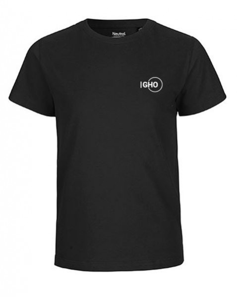 Bio-Kinder-T-Shirt mit kleinem Frontlogo und Rückendruck